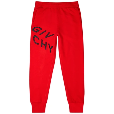 Shop Givenchy Red Logo-embroidered Cotton Sweatpants In Pink