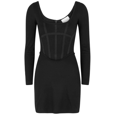 Shop Dion Lee Black Ribbed Jersey Corset Mini Dress