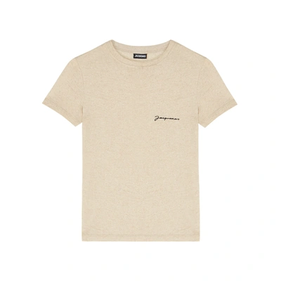 Shop Jacquemus Le T-shirt  Oatmeal Jersey Top In Beige