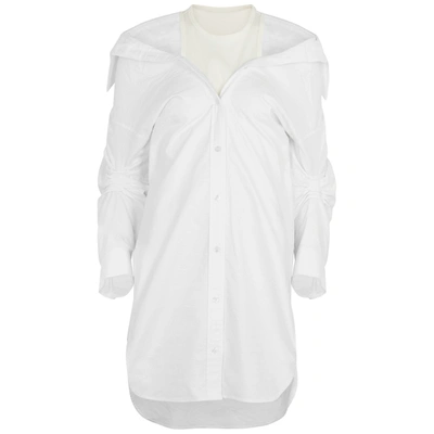 Shop Alexander Wang T Alexanderwang.t White Off-the-shoulder Layered Shirt Dress
