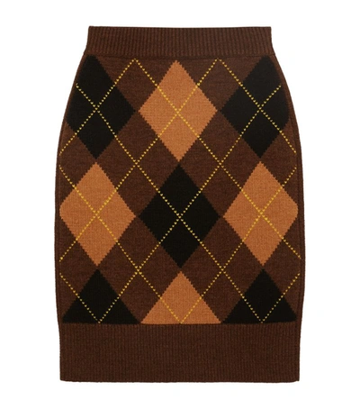 Shop Burberry Wool-cashmere Argyle Pencil Skirt