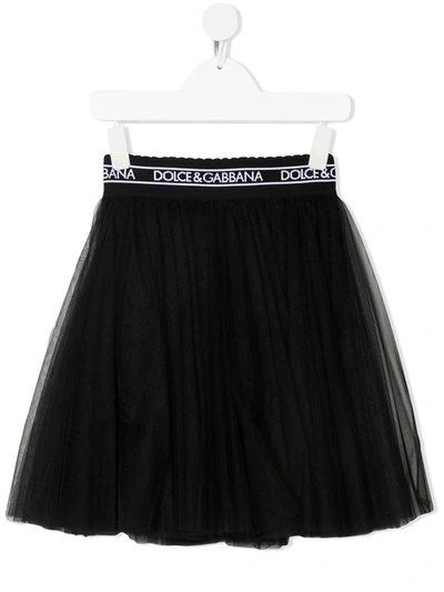 Shop Dolce & Gabbana Logo-waistband A-line Skirt In Black