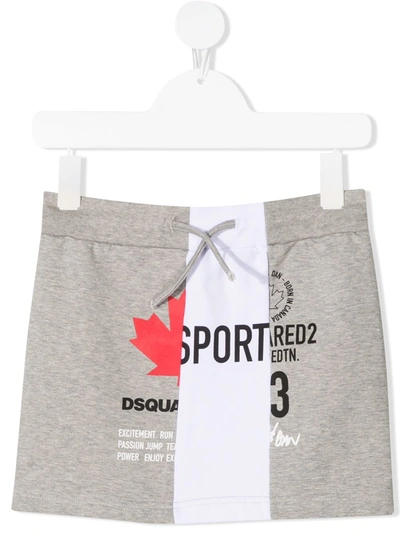 Shop Dsquared2 Contrast Panel Logo Skirt In Grey