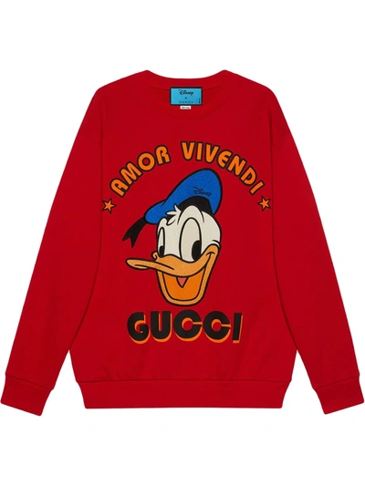 Shop Gucci X Disney Donald Duck Sweatshirt In Red