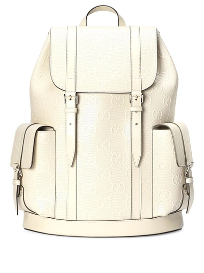 Shop Gucci Gg Monogram-embossed Backpack In White