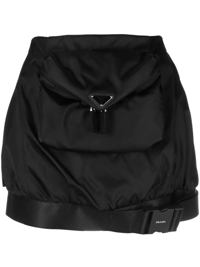 Shop Prada Pocket Short Skirt In Schwarz