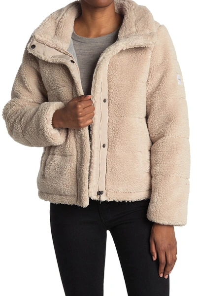 Calvin Klein Faux-sherpa Teddy Puffer Coat In Beige | ModeSens