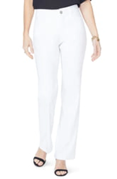Shop Nydj Linen Trousers In Optic Whit