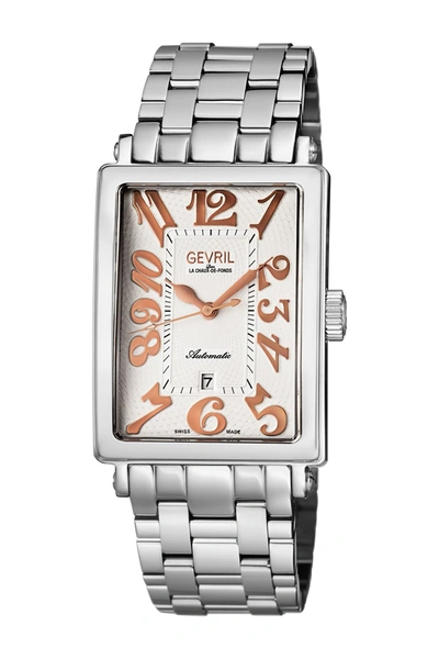 Shop Gevril Men's Avenue Of America Bracelet Watch In Silver