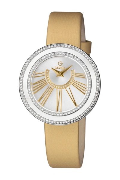 Shop Gevril Fifth Avenue Diamond Swiss Quartz Leather Strap Watch, 38mm In Gold