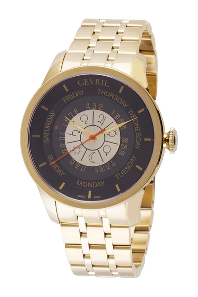 Shop Gevril Men's Columbus Circle Bracelet Watch In Gold