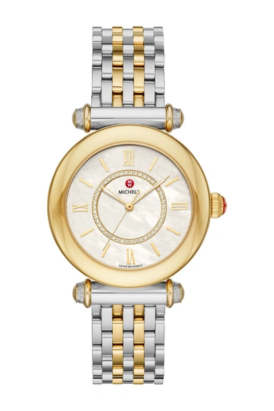 Shop Michele Caber Diamond Two-tone Bracelet Watch, 35mm