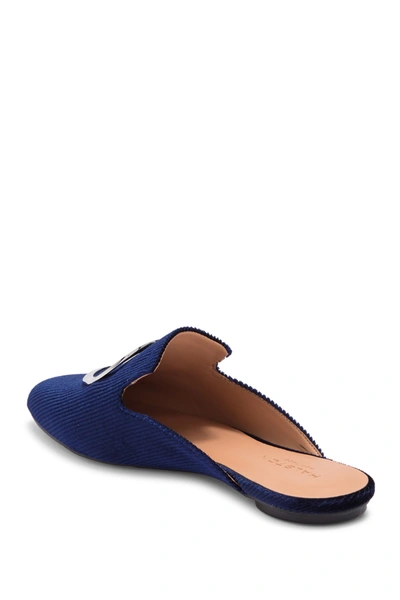 Shop Halston Textured O-ring Mule Flat In Navy