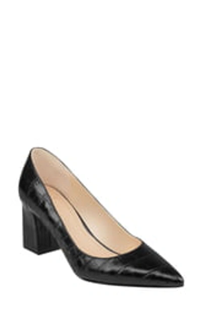 Shop Marc Fisher Ltd Zala Pump In Black Croc Embossed Leather