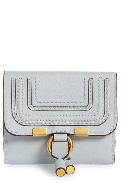 Shop Chloé Marcie Leather French Wallet In 4e7 Light Cloud