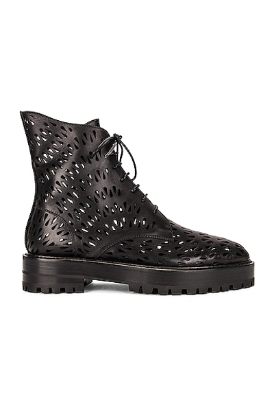 Shop Alaïa Leather Laser Cut Boots In Noir