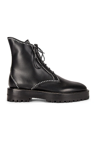 Shop Alaïa Leather Micro Oeillets Boots In Noir