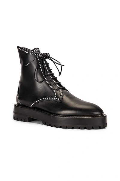 Shop Alaïa Leather Micro Oeillets Boots In Noir