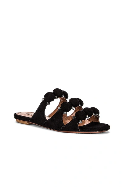 Shop Alaïa Leather Bombe Sandals In Noir