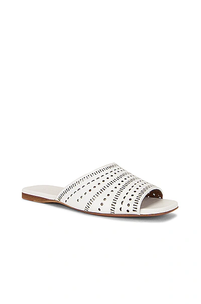 Alaïa Lasercut Leather Slide Sandals In Blanc Craie