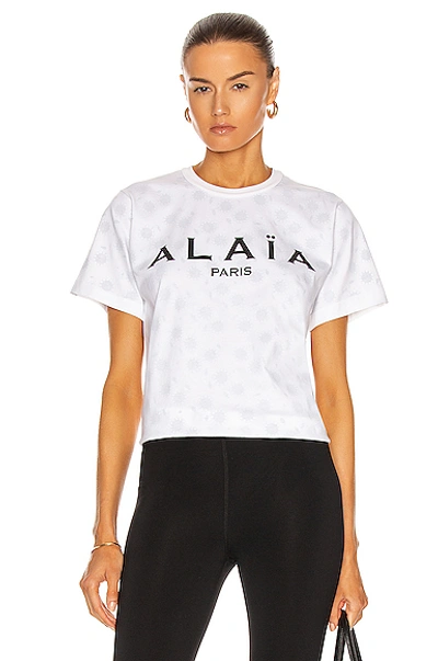 Shop Alaïa Edition 2004 The  Jersey T Shirt In Blanc & Noir