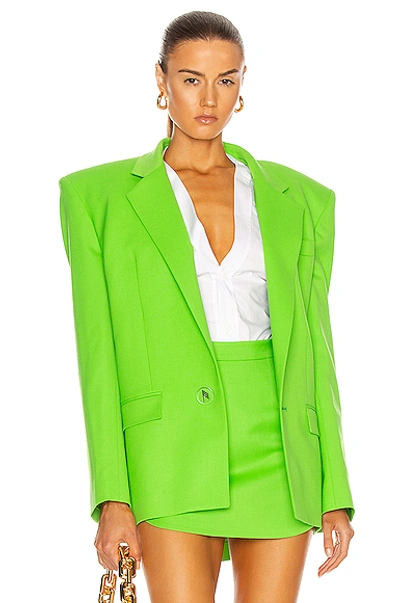 Shop Attico Bold Shoulder Blazer In Green