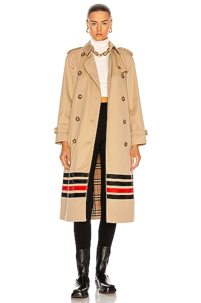 Shop Burberry Waterloo Trench In Honey