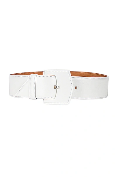 Shop Alaïa Medium Oversized Geometric Buckle Belt In Blanc Optique