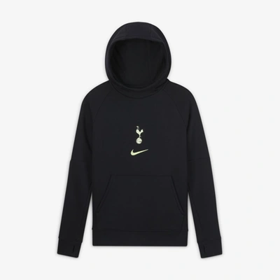 Shop Nike Tottenham Hotspur Big Kids' Fleece Pullover Soccer Hoodie (black) - Clearance Sale In Black,barely Volt