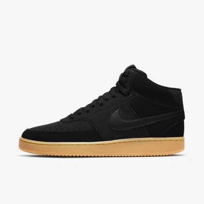 Shop Nike Court Vision Mid Men's Shoe (black) In Black,gum Light Brown,black