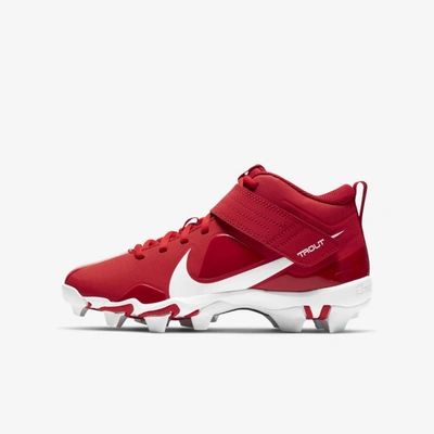 Nike Force Trout 7 Keystone Big Kids' Baseball Cleat In University Red,gym  Red,white