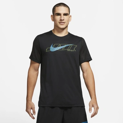 Shop Nike Sport Clash Men's Short-sleeve Training Top In Black,green Abyss