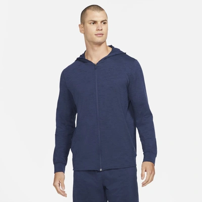 Shop Nike Men's  Yoga Dri-fit Full-zip Jacket In Blue