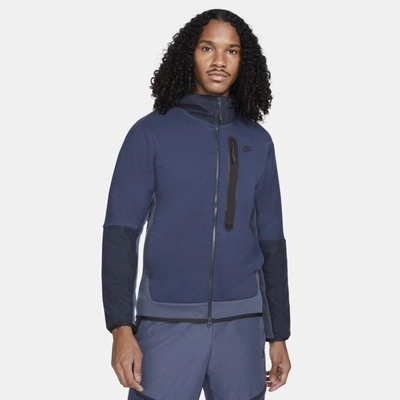 Shop Nike Sportswear Tech Fleece Men's Full-zip Woven Hoodie In Midnight Navy,thunder Blue,dark Obsidian,black