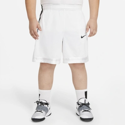 Shop Nike Dri-fit Elite Big Kids' (boys') Basketball Shorts (extended Size) In White