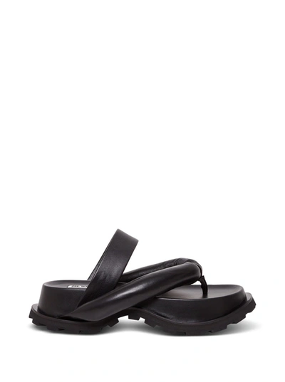Shop Jil Sander Outdoor Platform Sandals In Nappa Leather In Black