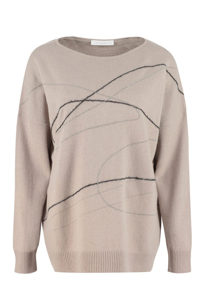Shop Fabiana Filippi Wool, Cashmere And Silk Blend Sweater In Turtledove