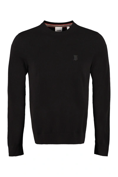 Shop Burberry Crew-neck Cashmere Sweater In Black