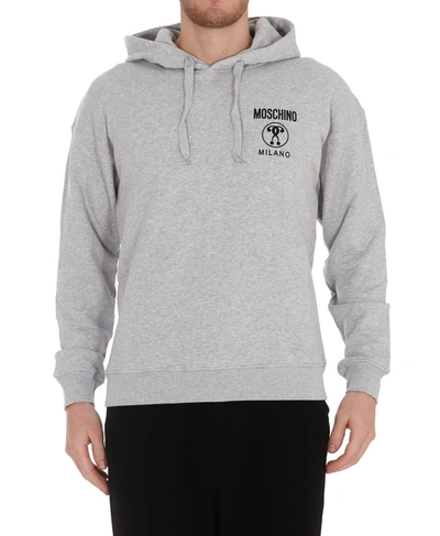 Shop Moschino Logo Hoodie In Grey