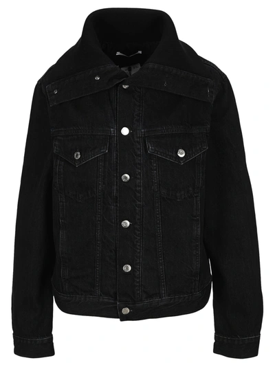 Shop Helmut Lang Knit Collar Trucker Jacket In Black