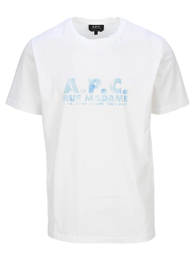 Shop A.p.c. Logo-print Crew Neck T-shirt In White Blue