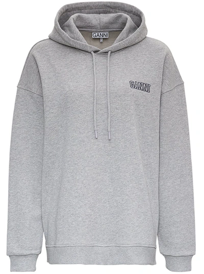 Shop Ganni Recycled Cotton Software Isoli Hoodie In Grey