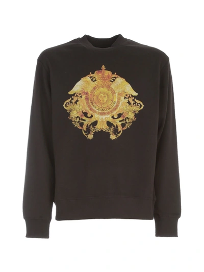 Shop Versace Jeans Couture Round Neck Sweatshirt W/logo In Nero