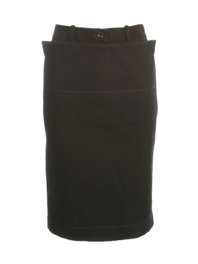 Shop Lemaire Denim Straight Skirt In Black