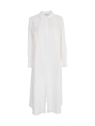 Shop Aspesi Linen Chemisier Long Dress In White