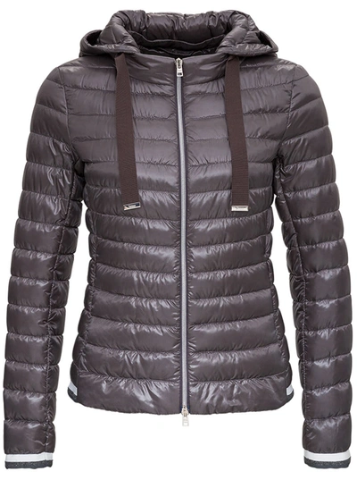 Shop Herno Nylon Bomber Down Jacket In Grey