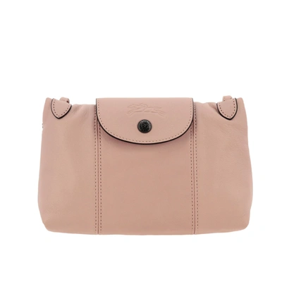 Shop Longchamp Shoulder Bag In Leather In Pink