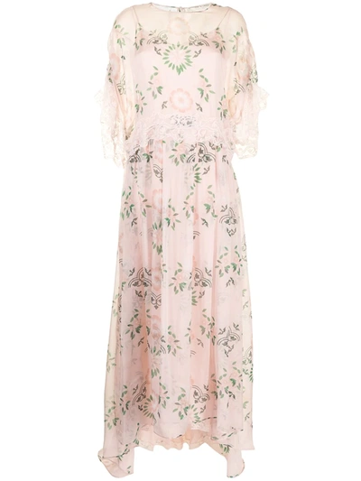 Shop Ermanno Scervino Floral Print Flared Dress In Pink