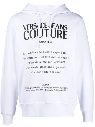 Shop Versace Jeans Couture Logo Print Hoodie In White