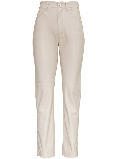 Shop Nanushka Vinni Beige Vegan Leather Pants